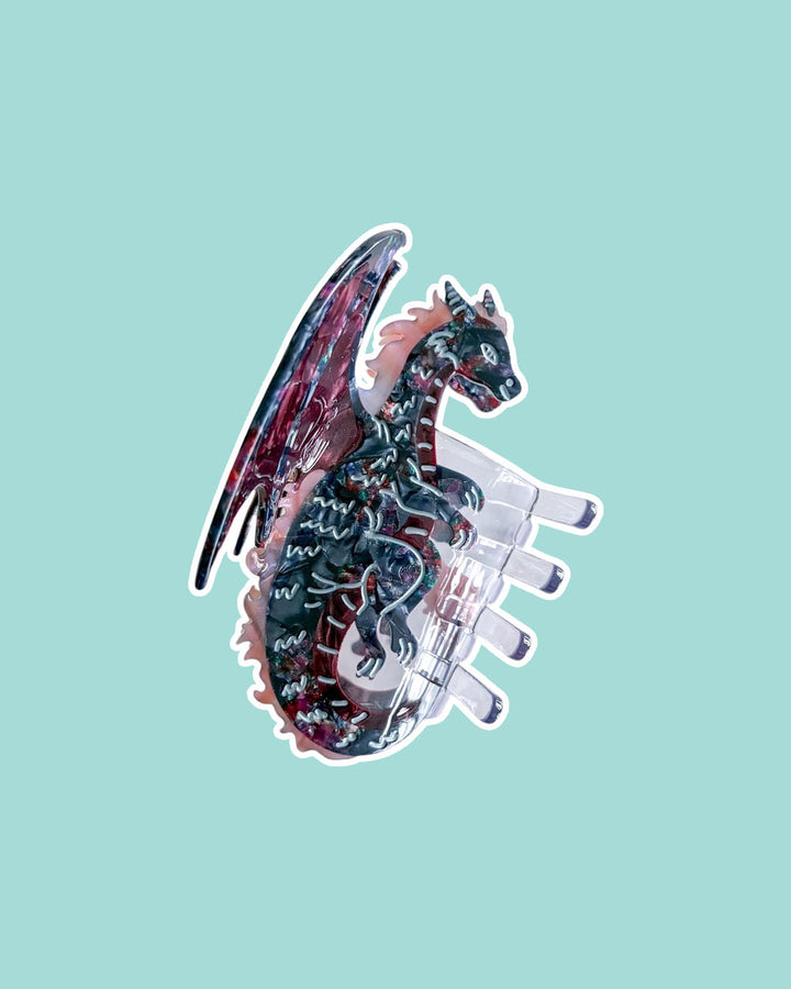 Dragon Hair Claw Clip - Small Midnight Berry