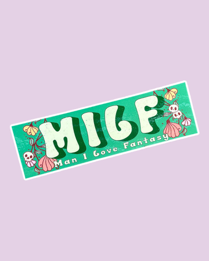 Bookish bumper sticker featuring &