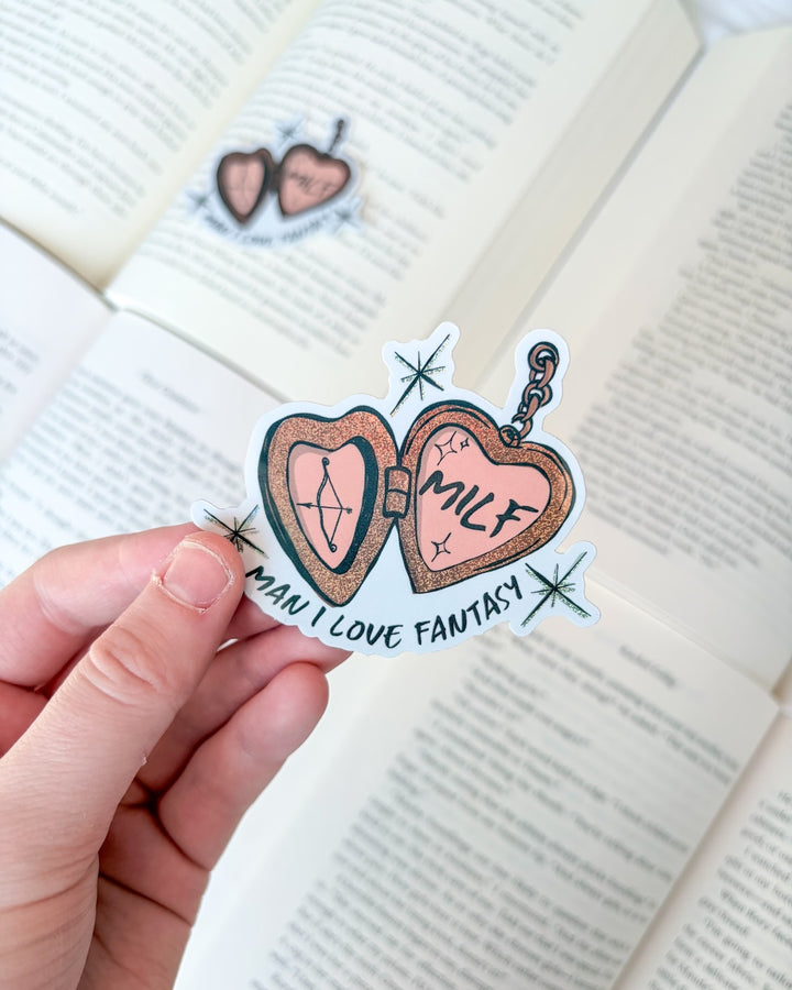 MILF Locket Glitter Sticker