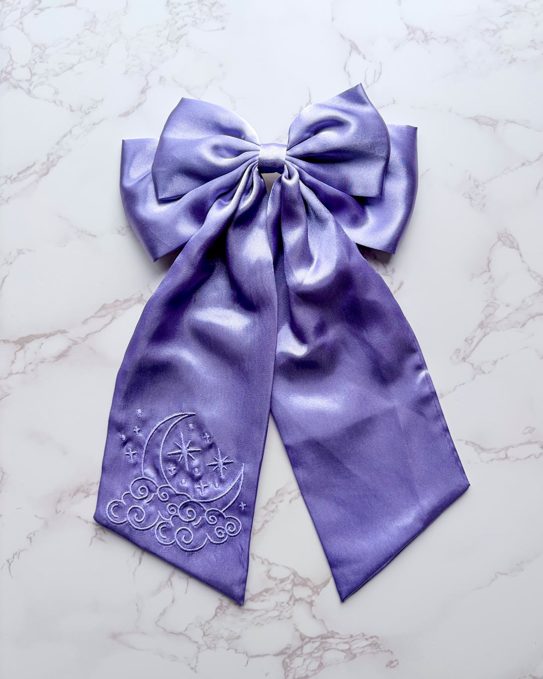 Moon &amp; Stars Satin Hair Bow Clip