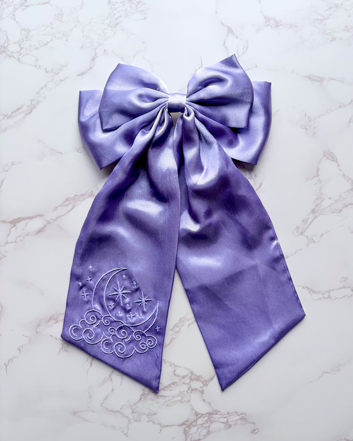 Moon &amp; Stars Satin Hair Bow Clip