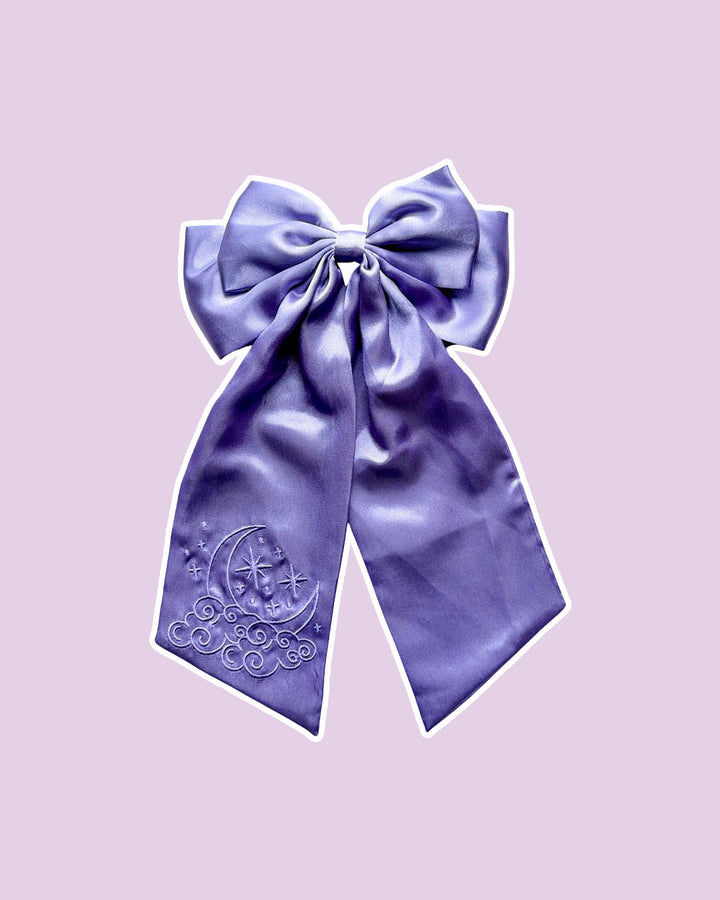 Moon &amp; Stars Satin Hair Bow Clip