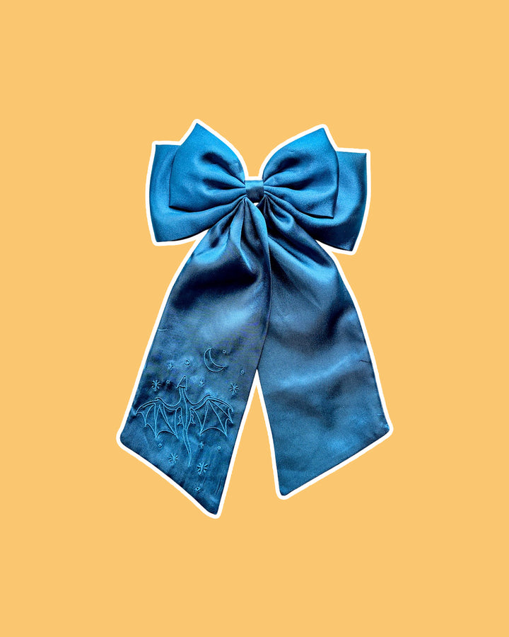 Celestial Dragon Satin Hair Bow Clip