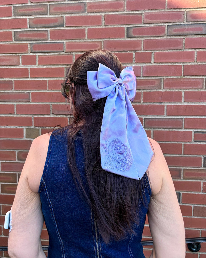 Moon &amp; Stars Satin Hair Bow Clip