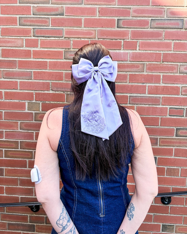 Moon &amp; Stars Satin Hair Bow Clip