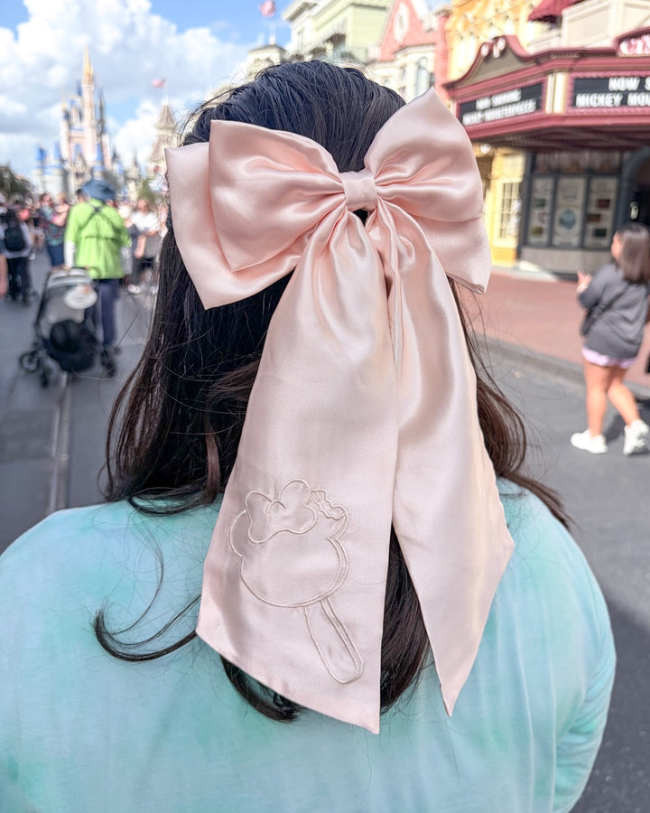 Mouse Ear Ice Cream Bar Satin Hair Bow Clip