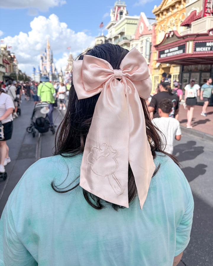 Mouse Ear Ice Cream Bar Satin Hair Bow Clip