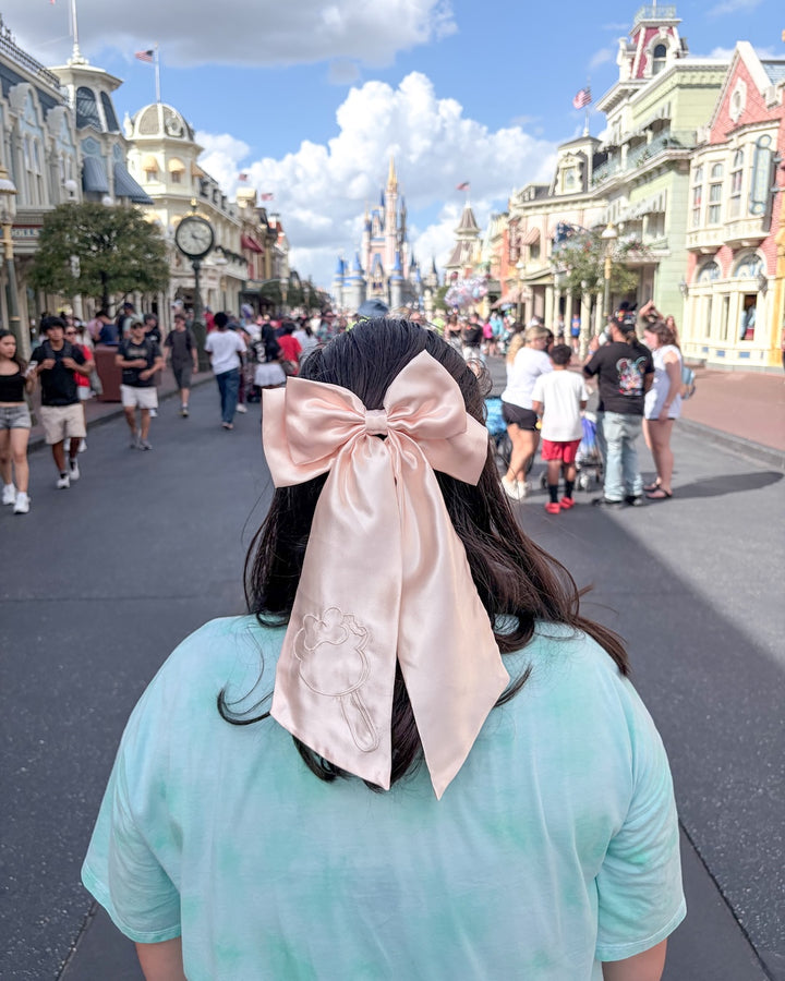 Mouse Ear Ice Cream Bar Satin Hair Bow Clip