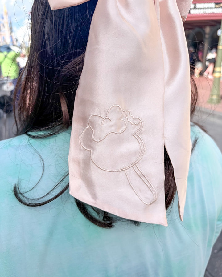 Mouse Ear Ice Cream Bar Satin Hair Bow Clip