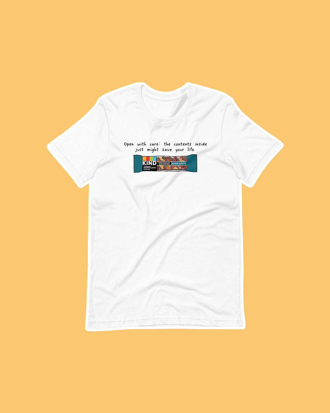Wild is the Witch shirt for Rachel Griffin shirt featuring the phrase 'Open with care: the contents inside just might save your life' over an illustrated kind bar.