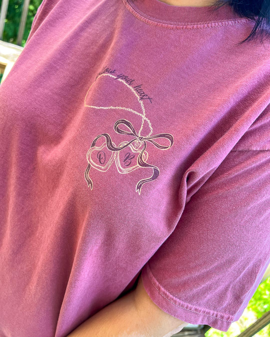 Close up of the Kaylie Smith t-shirt for Phantasma fans featuring an illustrated design for Ophelia&