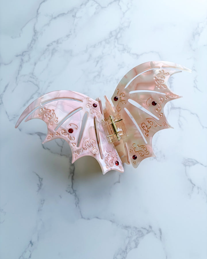 Bat Wing Hair Claw Clip - Pastel Red