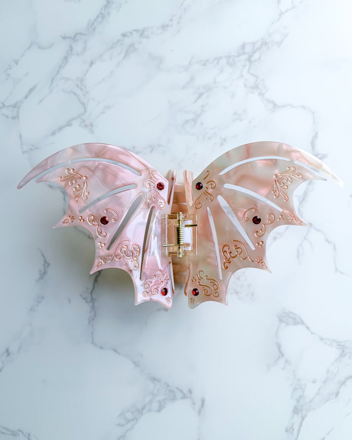 Bat Wing Hair Claw Clip - Pastel Red