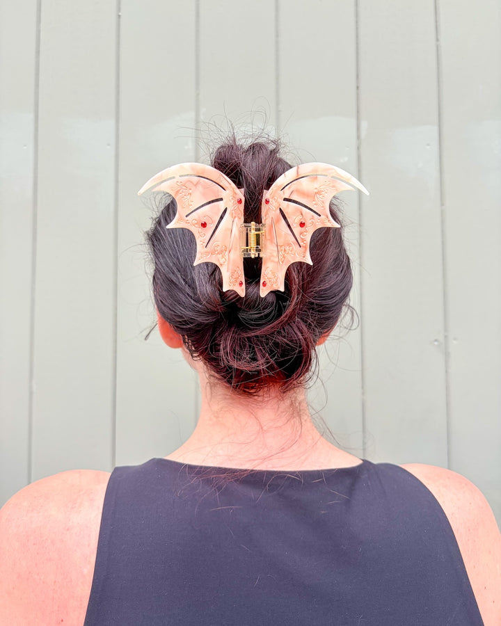 Bat Wing Hair Claw Clip - Pastel Red