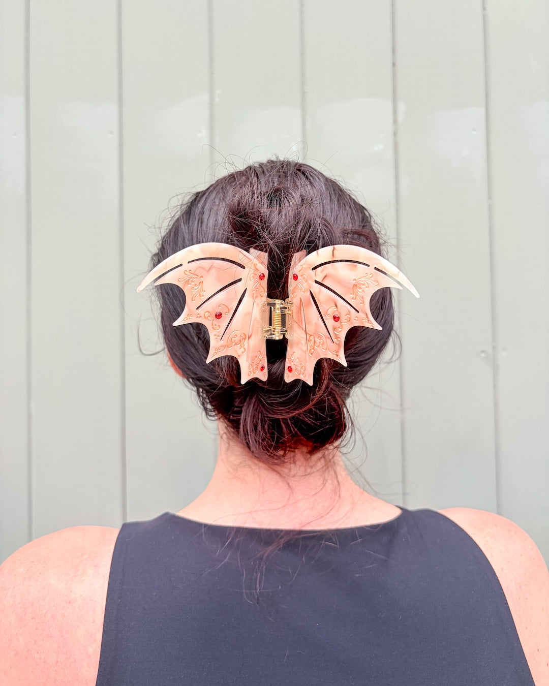 Bat Wing Hair Claw Clip - Pastel Red