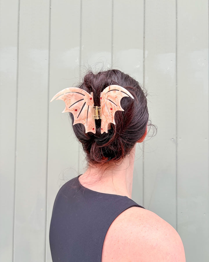 Bat Wing Hair Claw Clip - Pastel Red