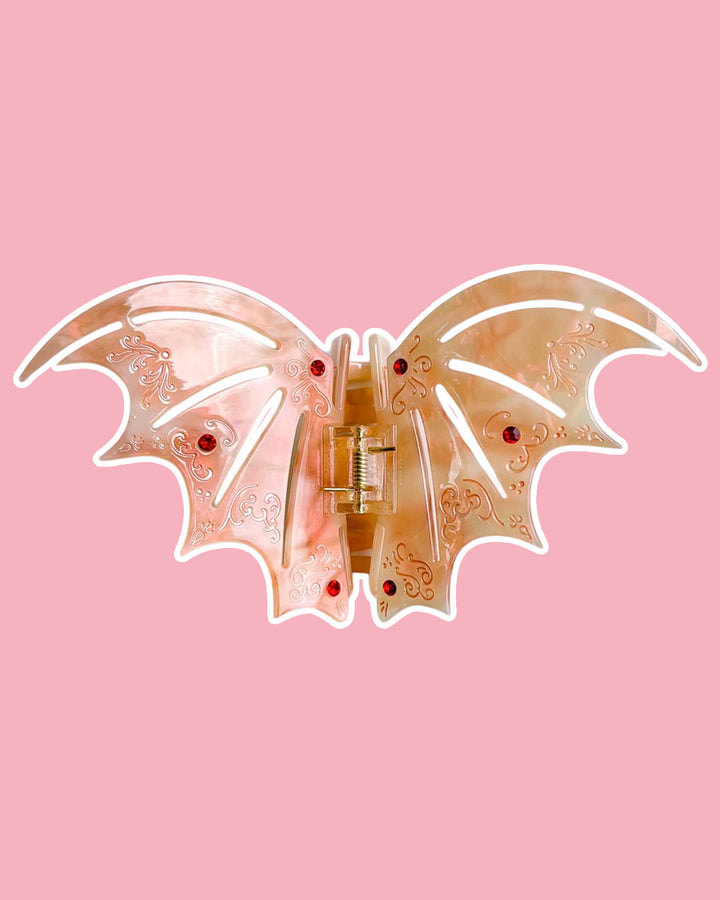 Bat Wing Hair Claw Clip - Pastel Red