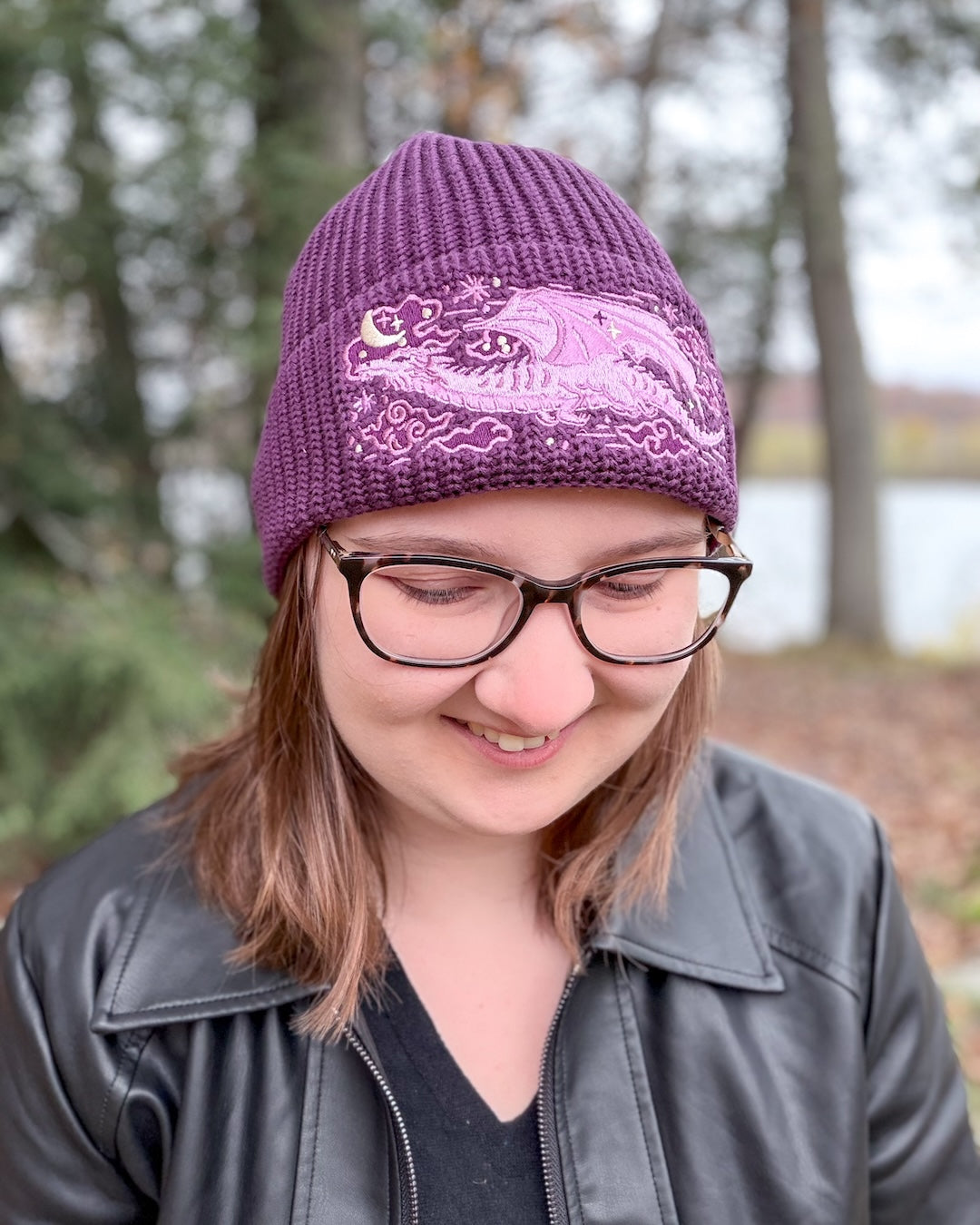 Dragon Rib Knit Beanie - Purple