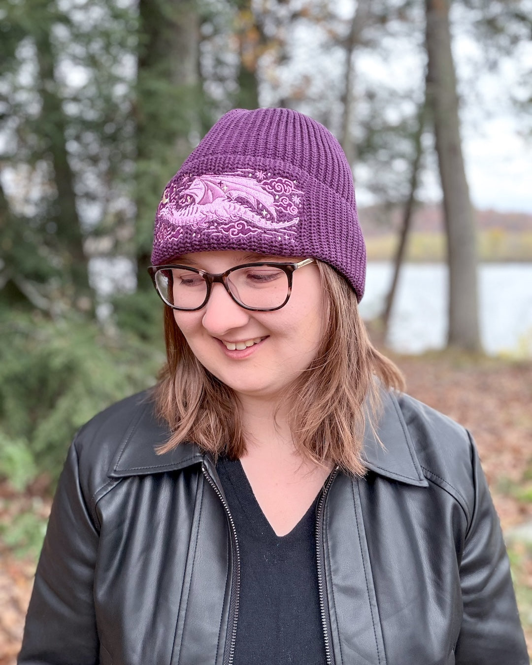 Dragon Rib Knit Beanie - Purple