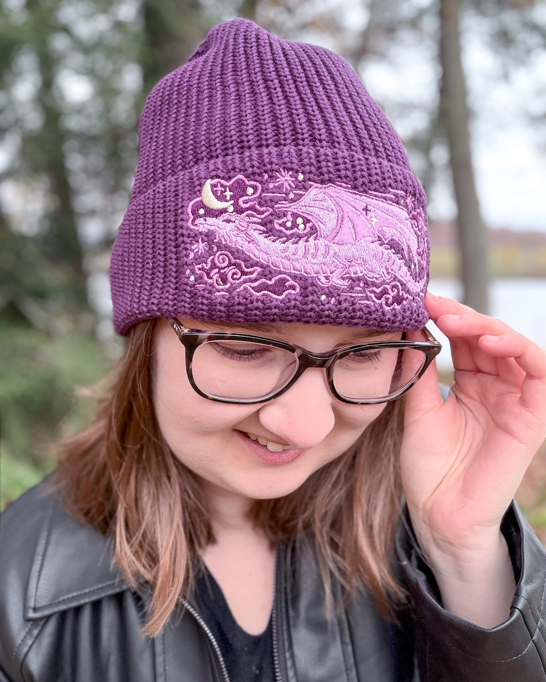 Dragon Rib Knit Beanie - Purple