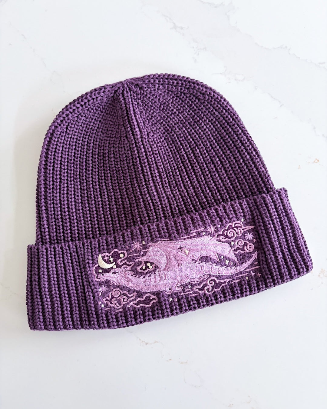 Dragon Rib Knit Beanie - Purple