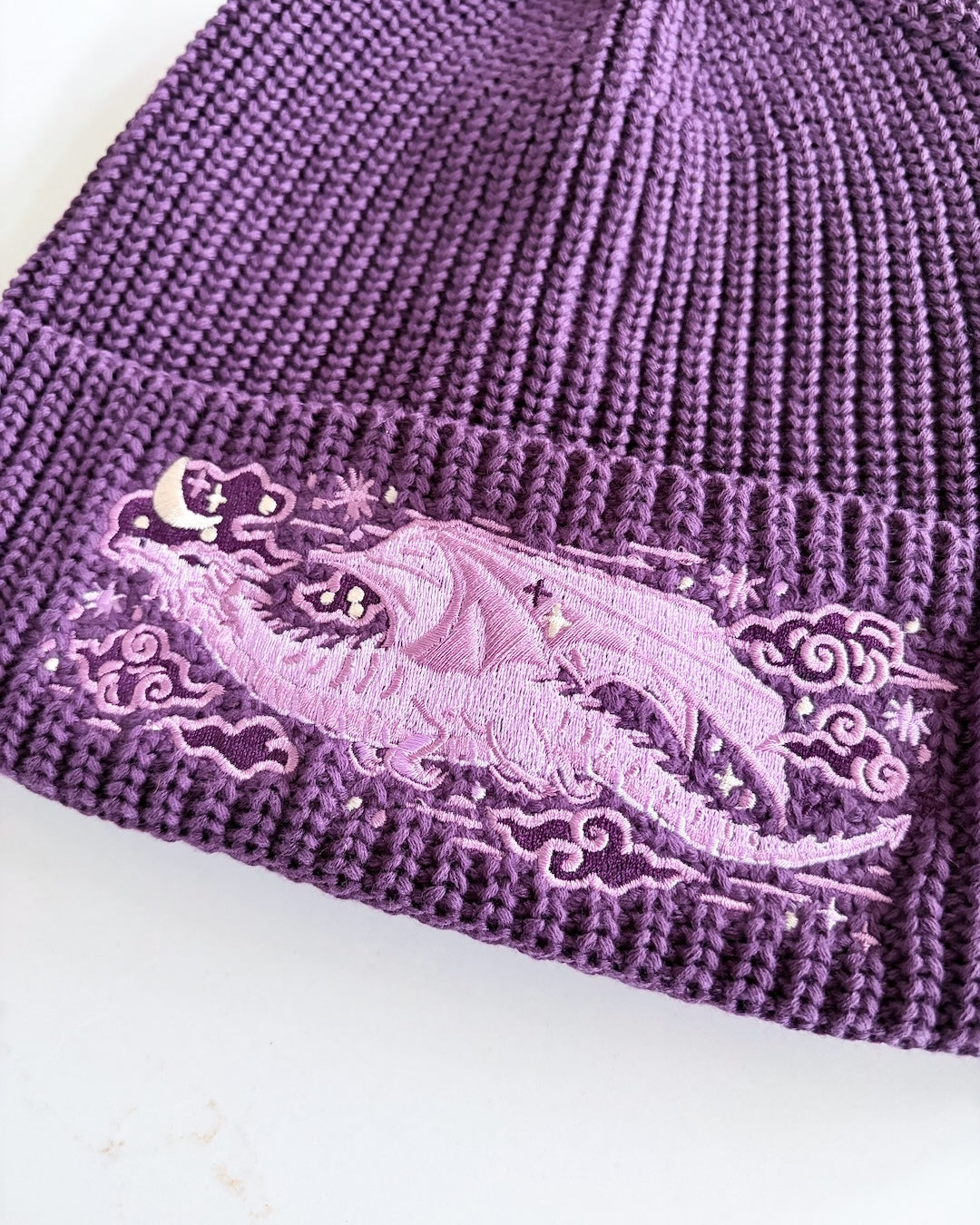 Dragon Rib Knit Beanie - Purple