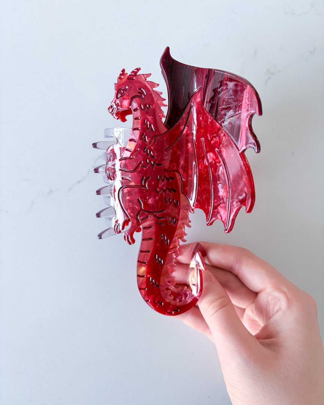 Dragon Hair Claw Clip - Large Red