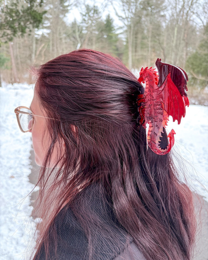 Dragon Hair Claw Clip - Large Red