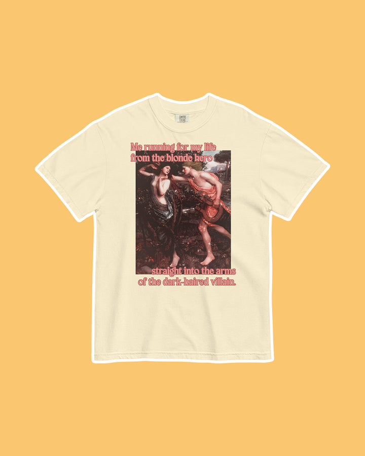 Fine art bookish shirt for romance readers featuring a classic painting and the phrase &