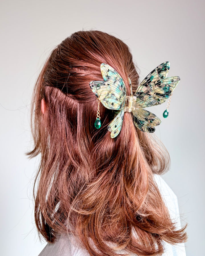 Fairy Wings Hair Claw Clip - Sage Green