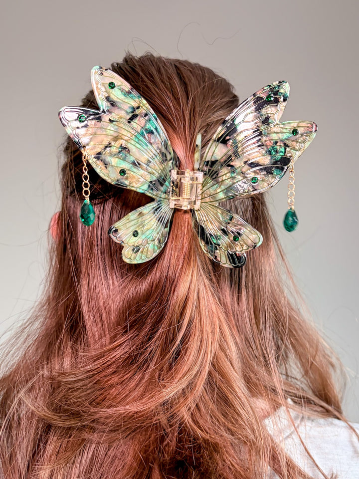 Fairy Wings Hair Claw Clip - Sage Green