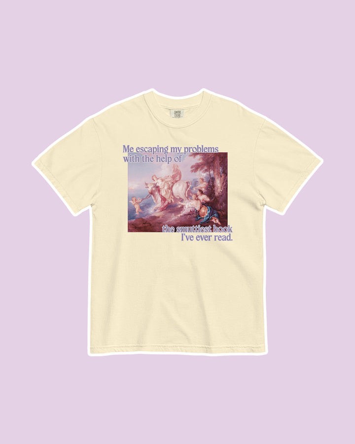 Fine art bookish shirt for romance readers featuring a classic painting and the phrase &