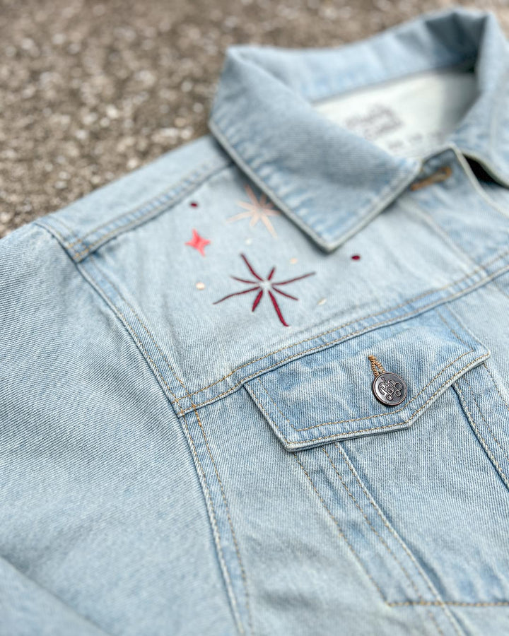 ROMANTASY CON PICK UP Sun Dragon Embroidered Jean Jacket