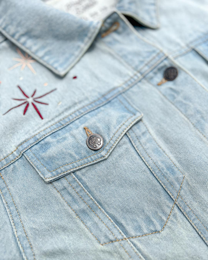 ROMANTASY CON PICK UP Sun Dragon Embroidered Jean Jacket
