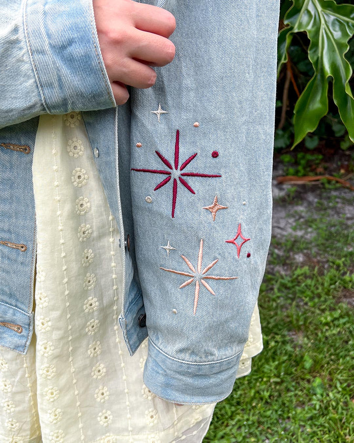 ROMANTASY CON PICK UP Sun Dragon Embroidered Jean Jacket