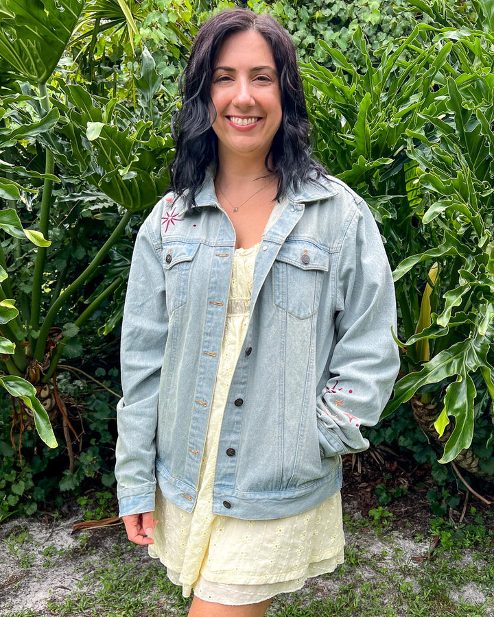 ROMANTASY CON PICK UP Sun Dragon Embroidered Jean Jacket