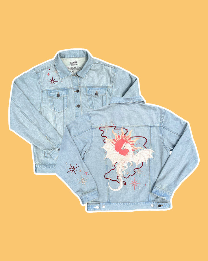 ROMANTASY CON PICK UP Sun Dragon Embroidered Jean Jacket