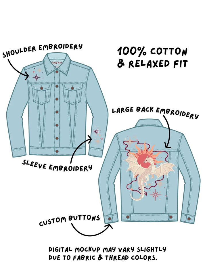 ROMANTASY CON PICK UP Sun Dragon Embroidered Jean Jacket
