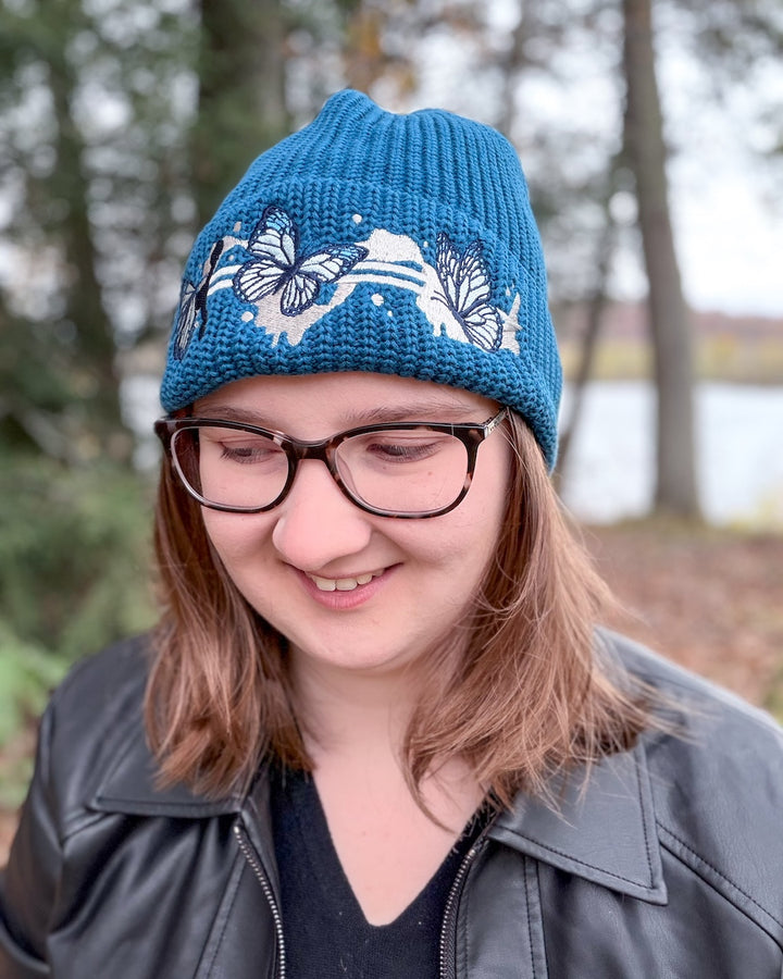Butterflies &amp; Sword Rib Knit Beanie