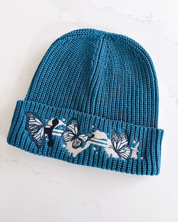 Butterflies &amp; Sword Rib Knit Beanie