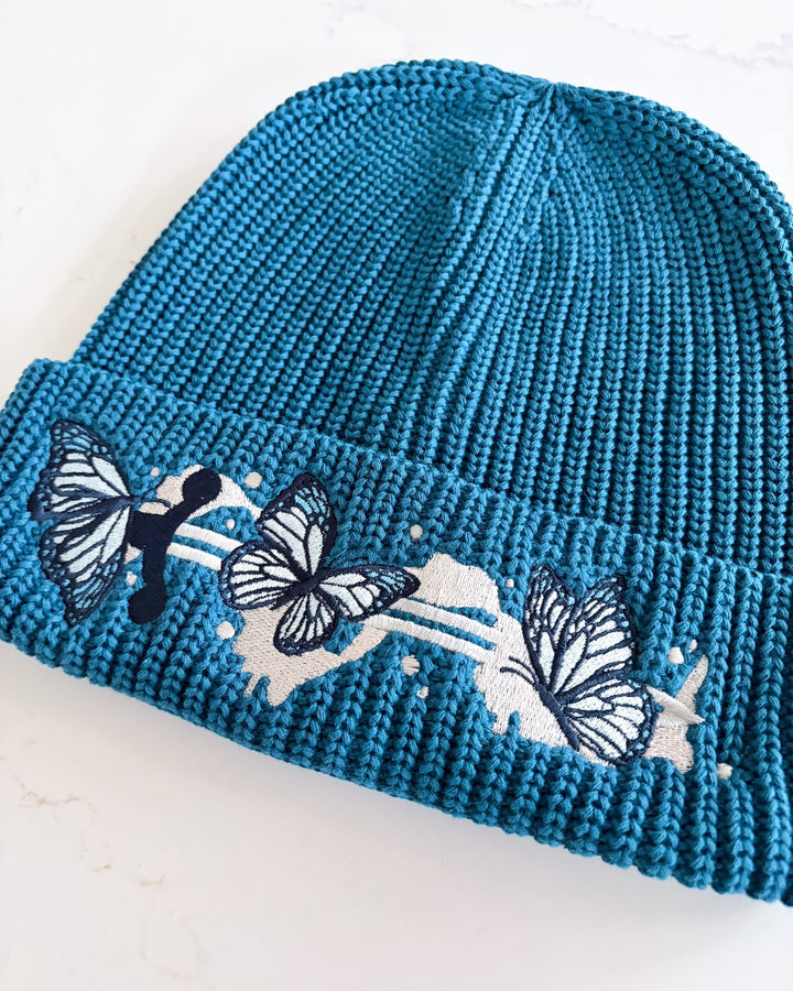Butterflies &amp; Sword Rib Knit Beanie