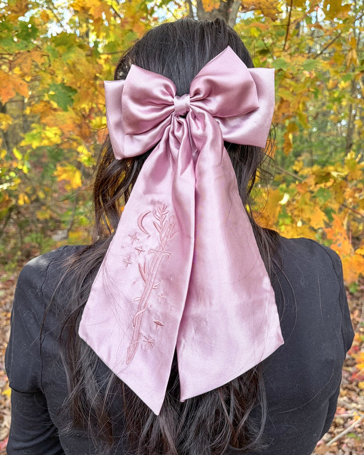 Fantasy Sword Satin Hair Bow Clip