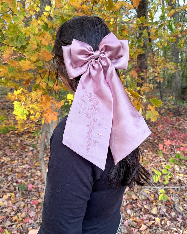 Fantasy Sword Satin Hair Bow Clip