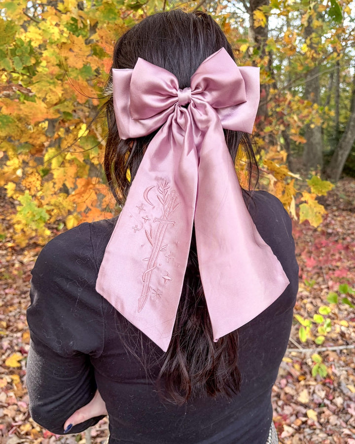 Fantasy Sword Satin Hair Bow Clip