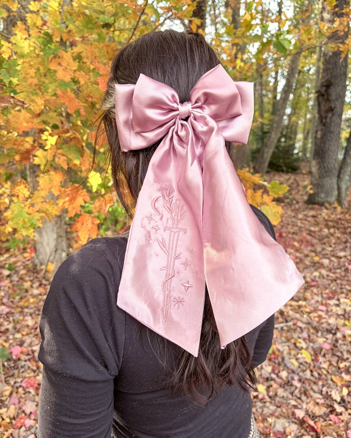 Fantasy Sword Satin Hair Bow Clip
