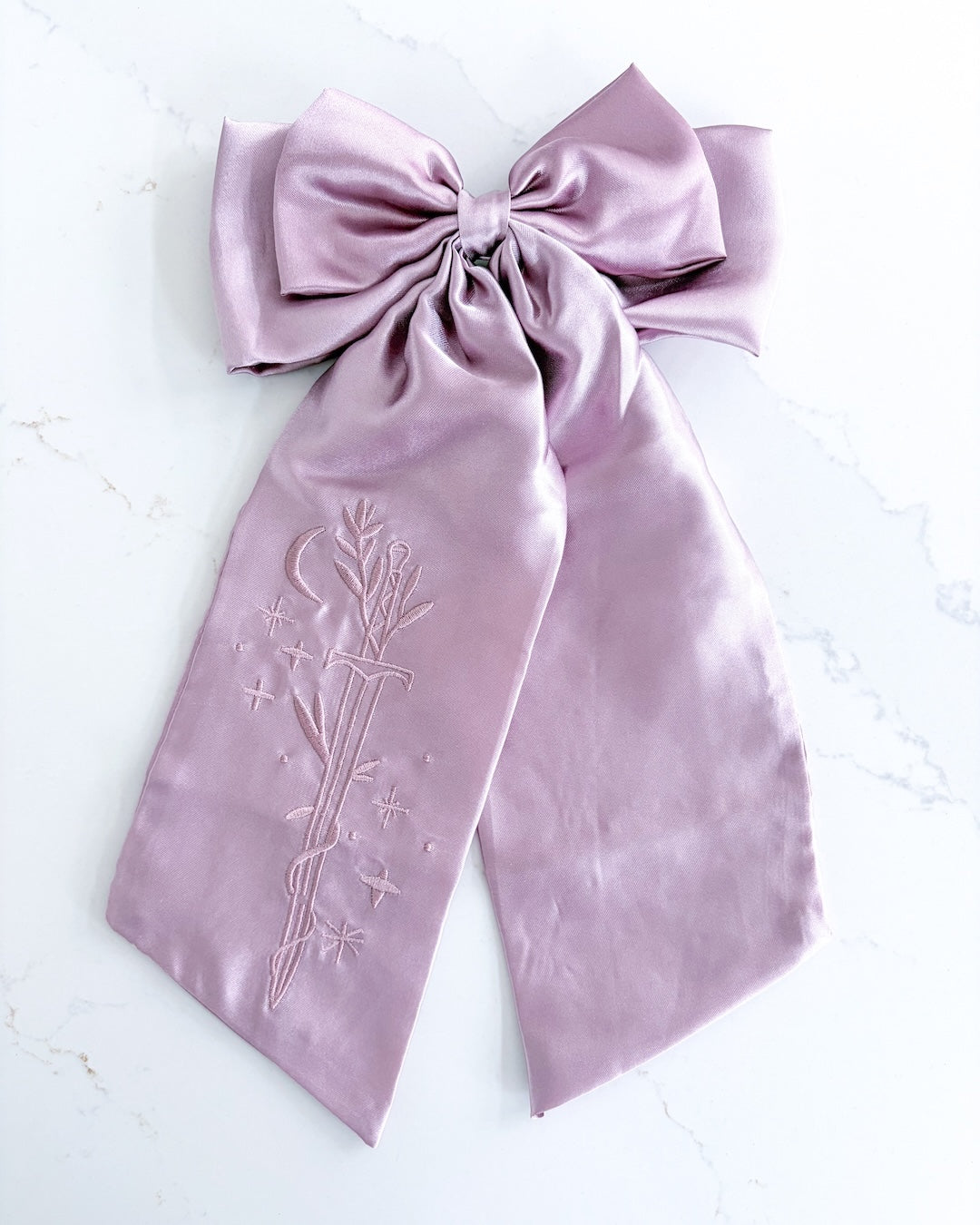 Fantasy Sword Satin Hair Bow Clip