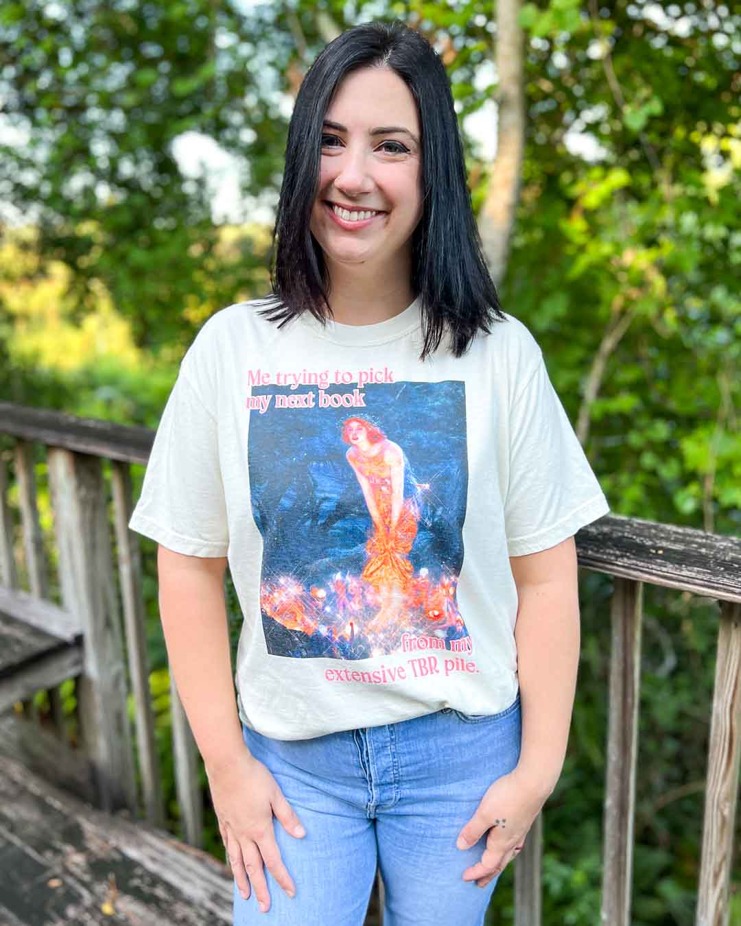 Colorful bookish shirt for book lovers of a fine art painting and the text, &