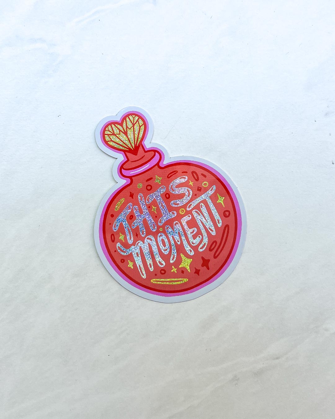 Emily Henry sticker for People We Meet on Vacation fans featuring glitter text saying &