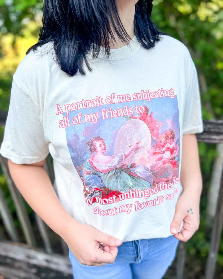 Bookish tee featuring a fine art painting with the quote, &