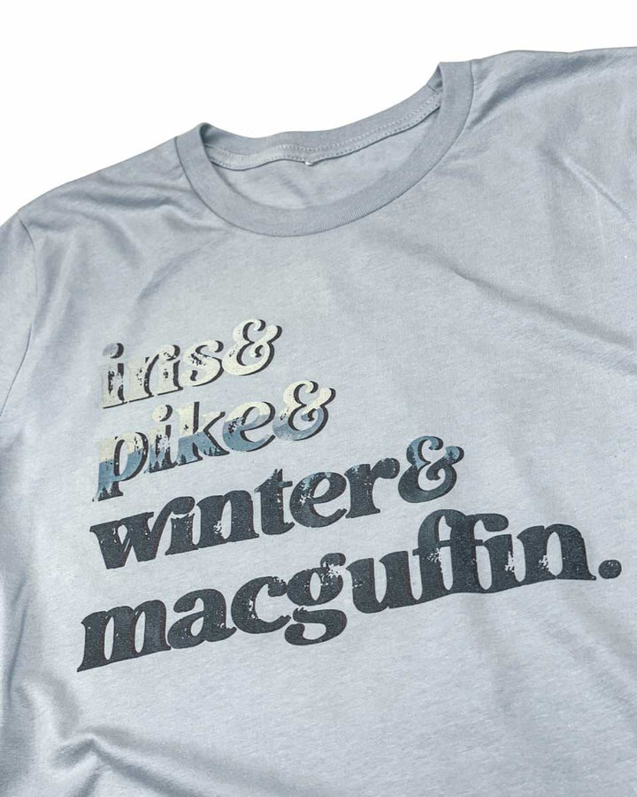 Close up of the Wild is the Witch tee featuring the names of the iconic characters from Rachel Griffin&
